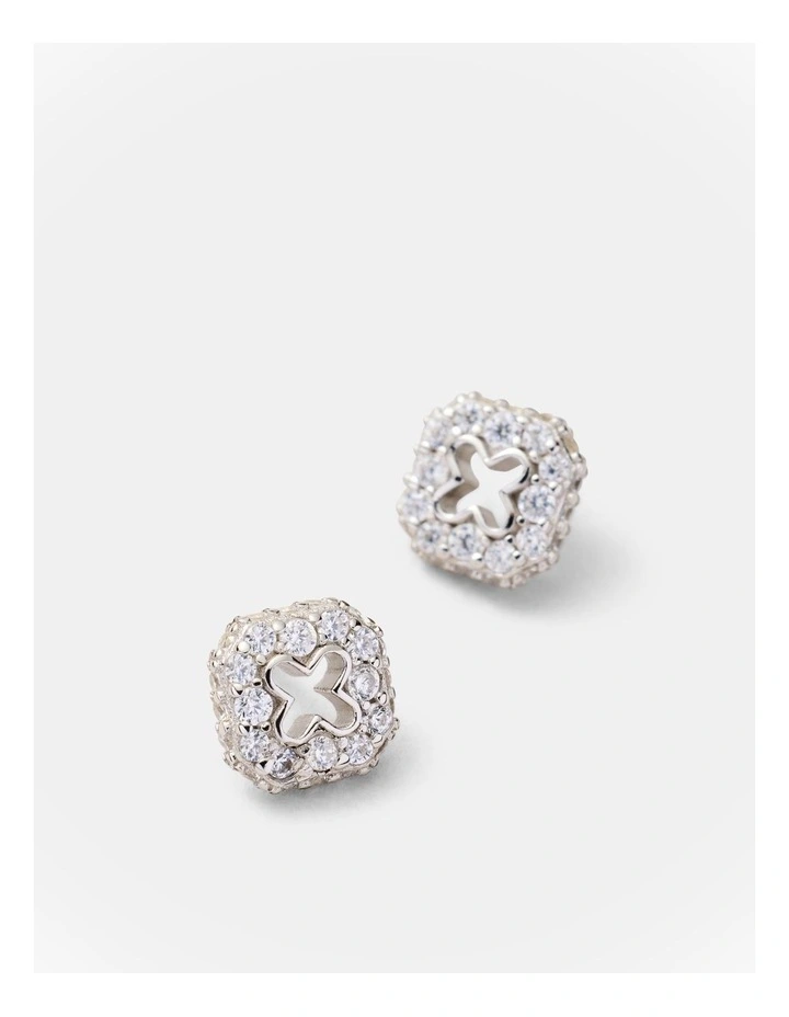 Lock Stud Earrings in Silver image 3