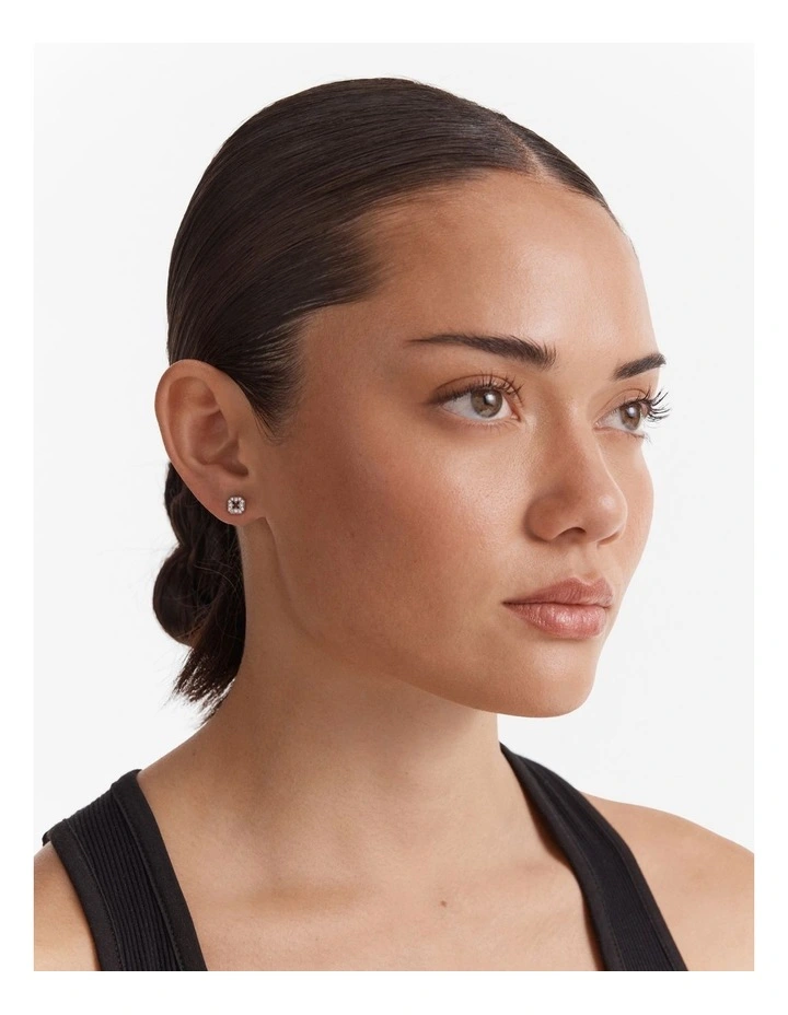 Lock Stud Earrings in Silver image 4