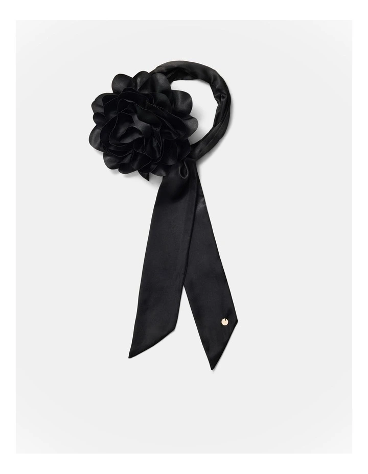 Flower Scarf Brooch in Black image 1