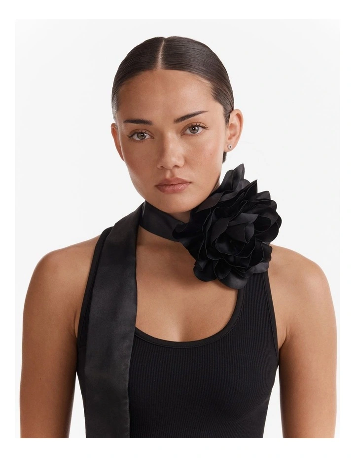 Flower Scarf Brooch in Black image 2