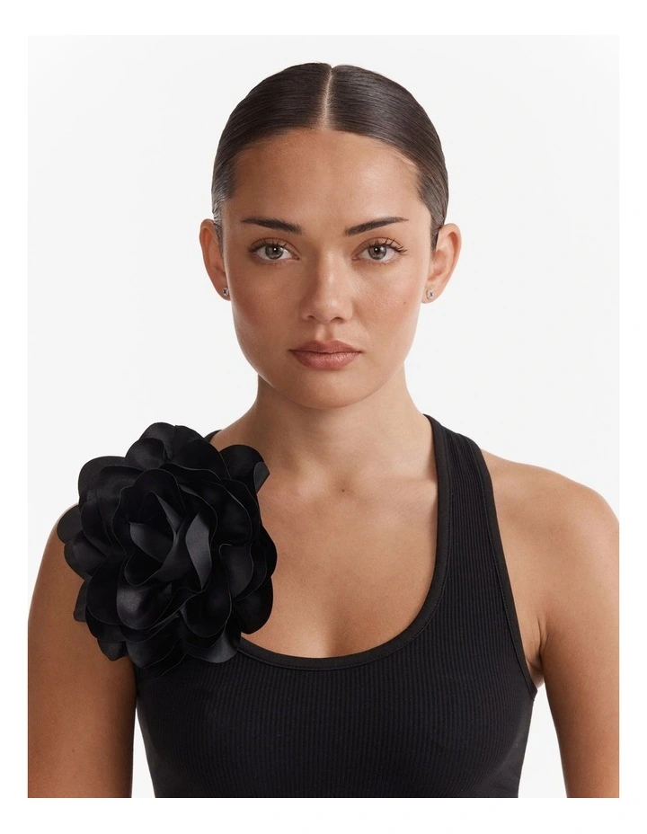 Flower Scarf Brooch in Black image 4