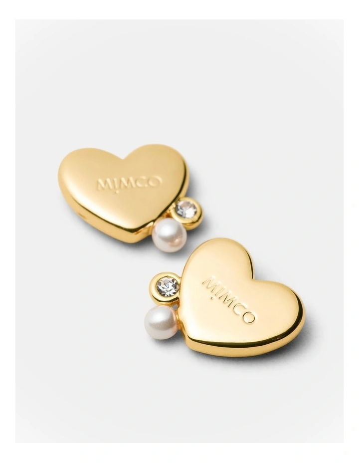 Heart Cluster Stud Earrings in Gold image 3
