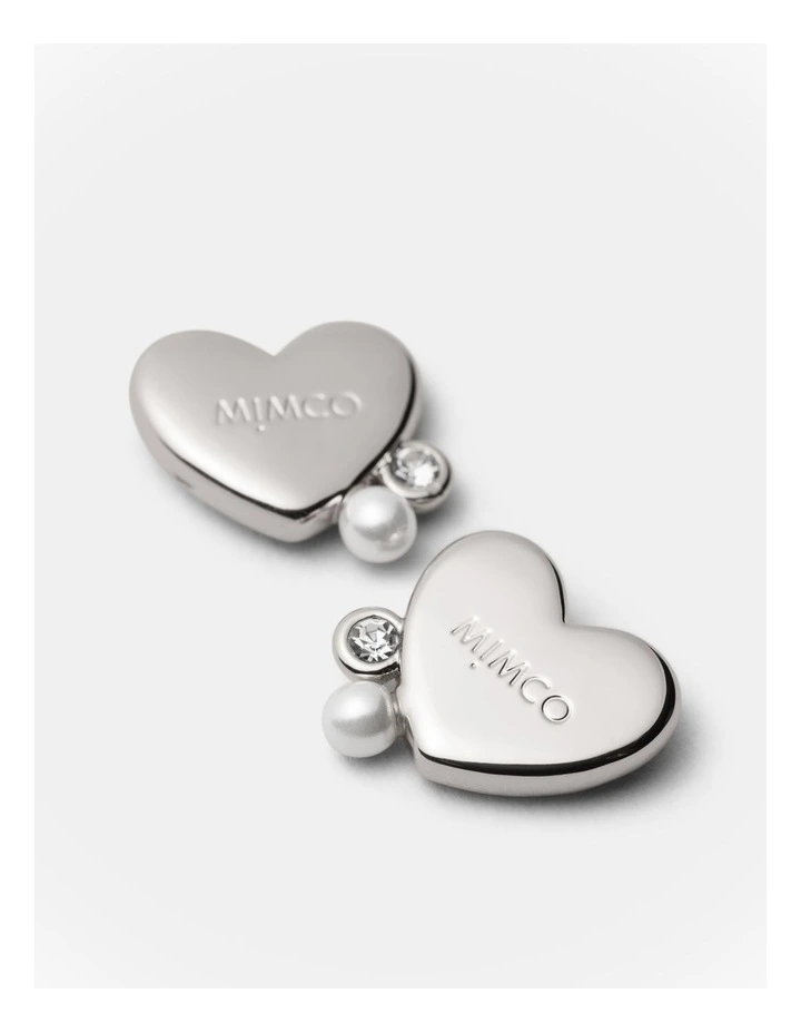 Heart Cluster Stud Earrings in Silver image 3