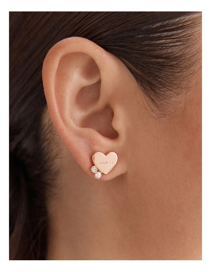 Heart Cluster Stud Earrings in Rose Gold image 2