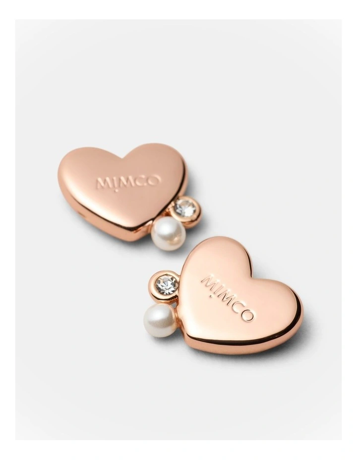 Heart Cluster Stud Earrings in Rose Gold image 3