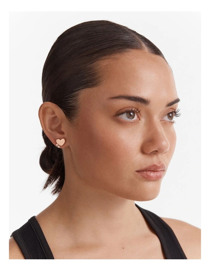Heart Cluster Stud Earrings in Rose Gold image 4