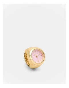 In Time Watch Ring in Pink