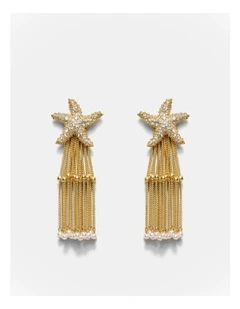 Starfish Fringe Earrings in Pearl