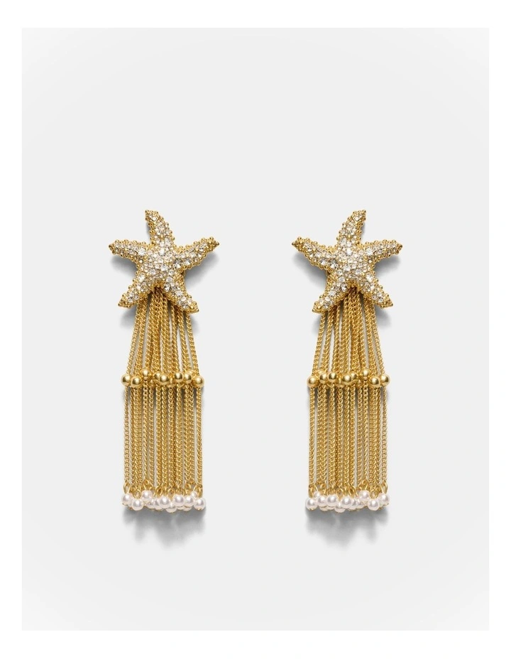 Starfish Fringe Earrings in Pearl image 1