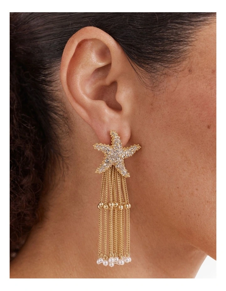 Starfish Fringe Earrings in Pearl image 2