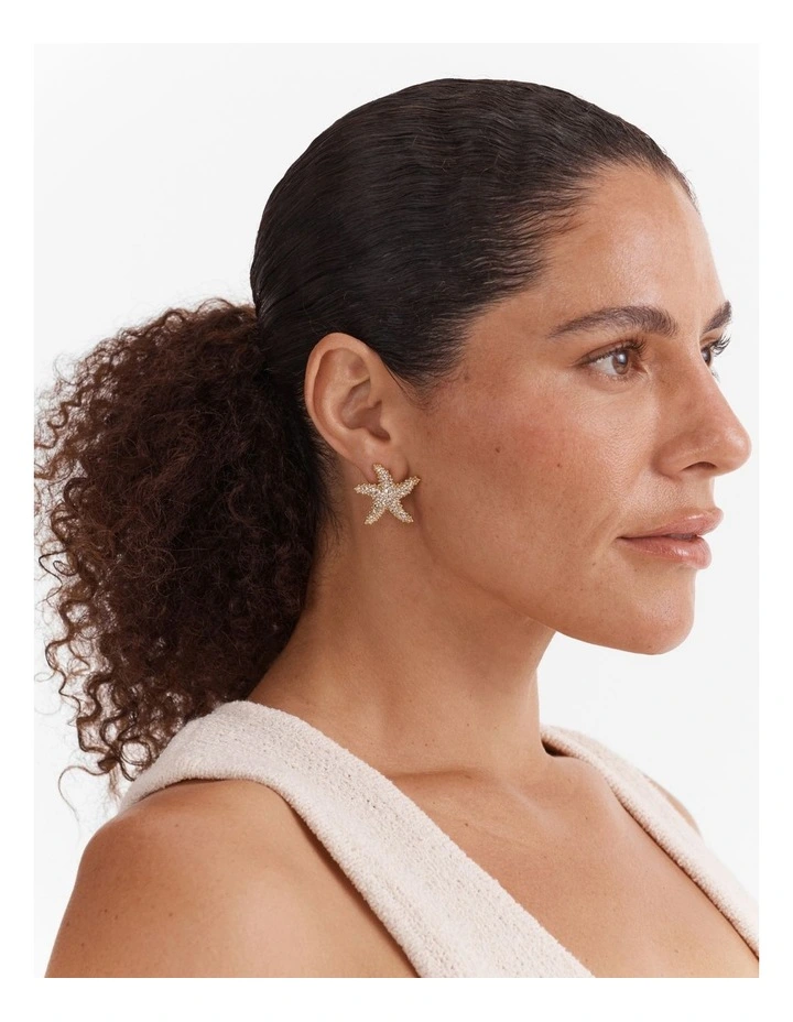 Starfish Fringe Earrings in Pearl image 4