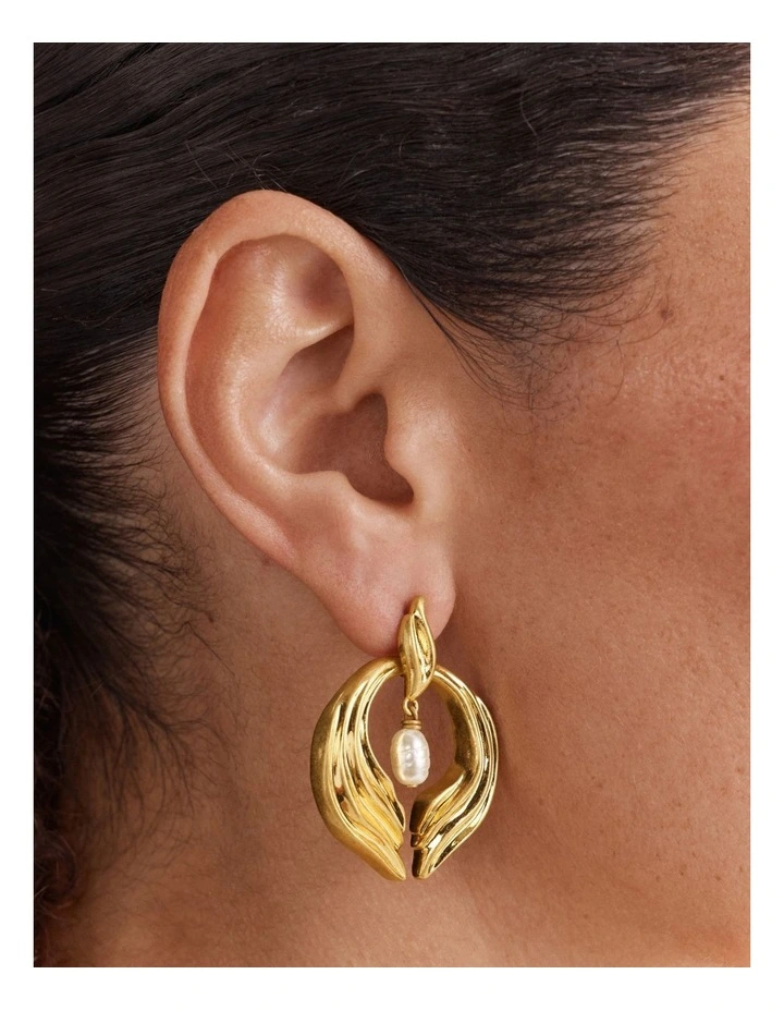 Gaia Pearl Drop Earrings in Pearl image 2