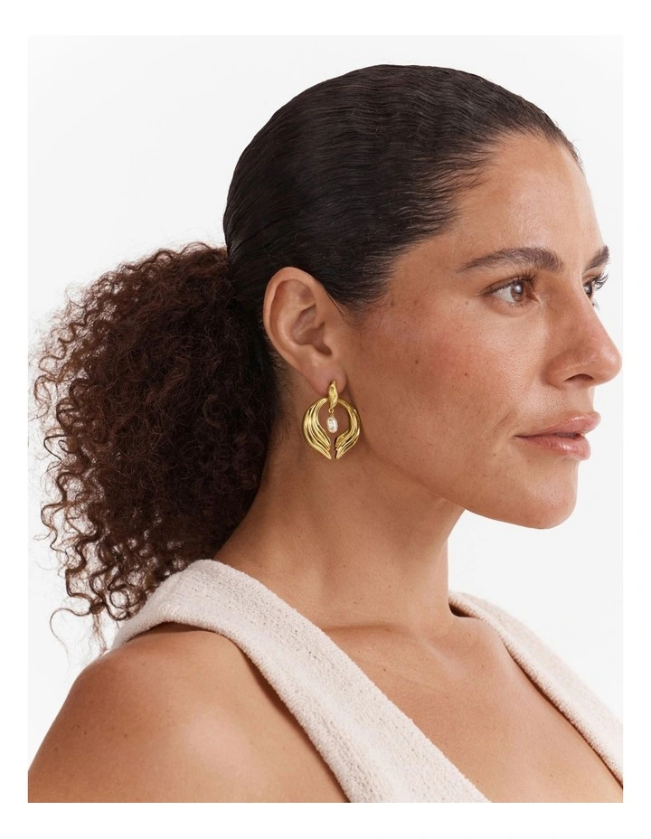 Gaia Pearl Drop Earrings in Pearl image 4