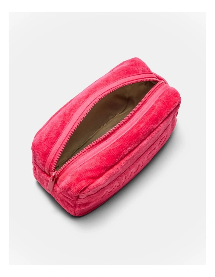 Crest Towelling Cosmetic Case in Flamingo image 3