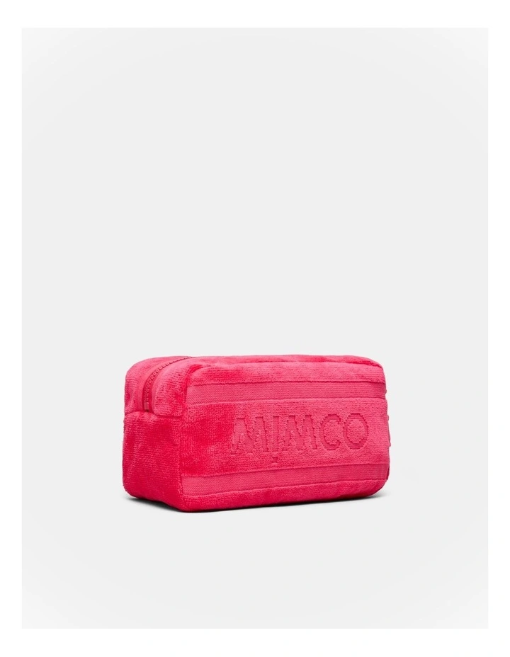 Crest Towelling Cosmetic Case in Flamingo image 4