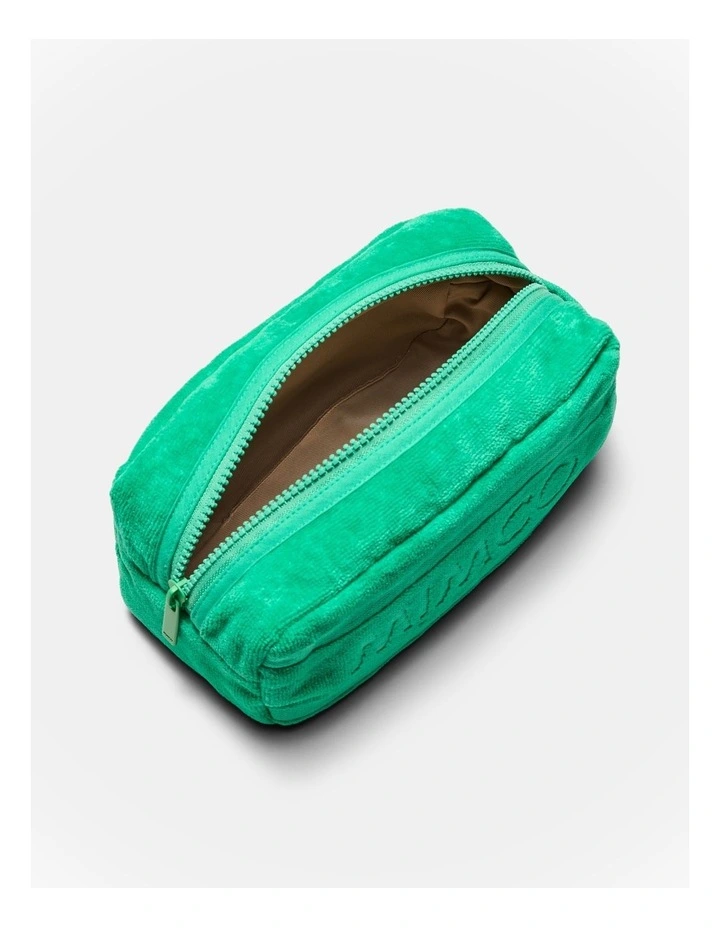 Crest Towelling Cosmetic Case in Grass Green image 4