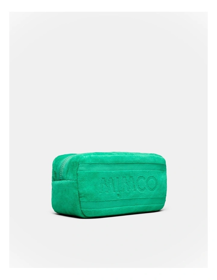 Crest Towelling Cosmetic Case in Grass Green image 5