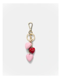 String Of Hearts Bag Charm in Pink Multi