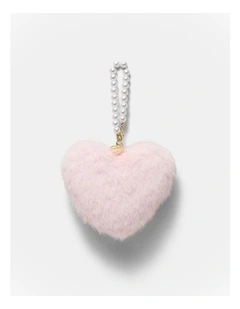Pearl Heart Bag Charm in Pale Pink