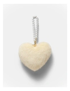 Pearl Heart Bag Charm in Buttermilk