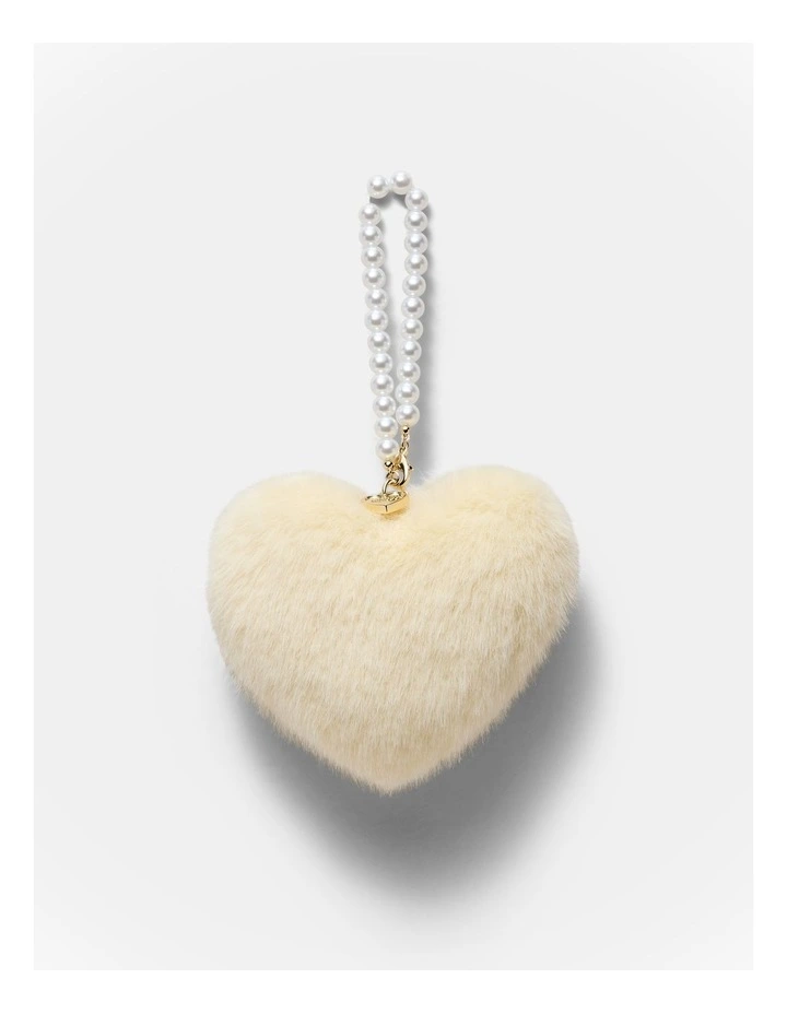 Pearl Heart Bag Charm in Buttermilk image 1