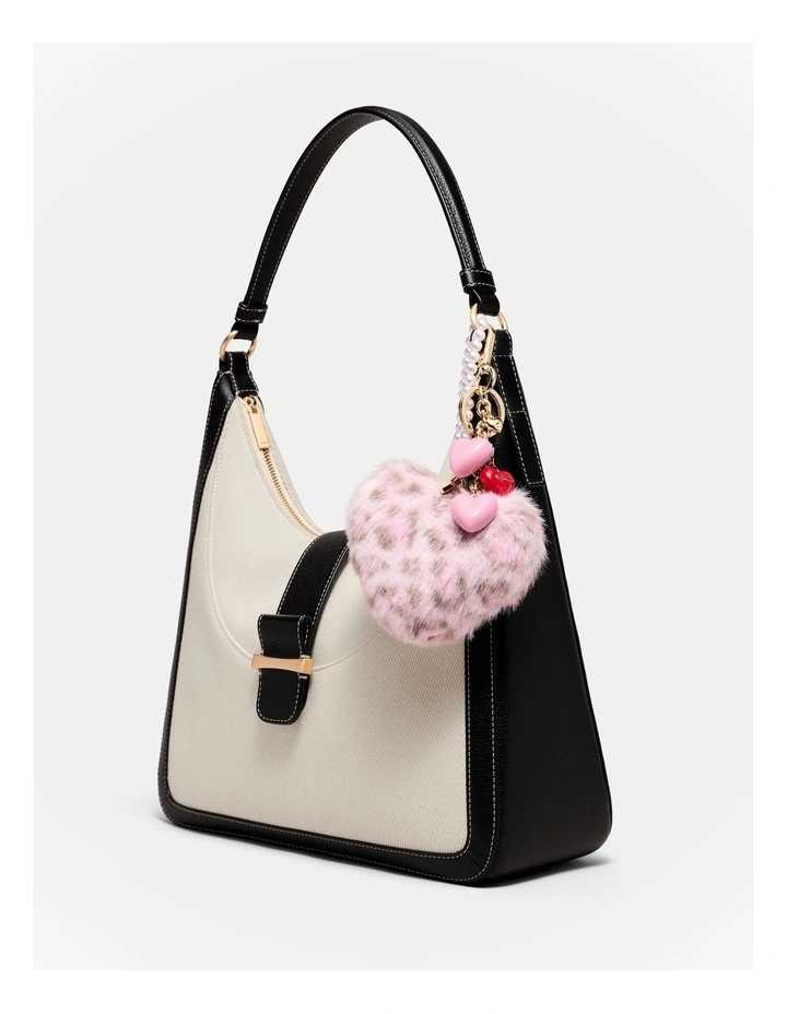 Pearl Heart Bag Charm in Pink Leopard image 2