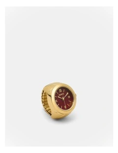 In Time Watch Ring in Bordeaux