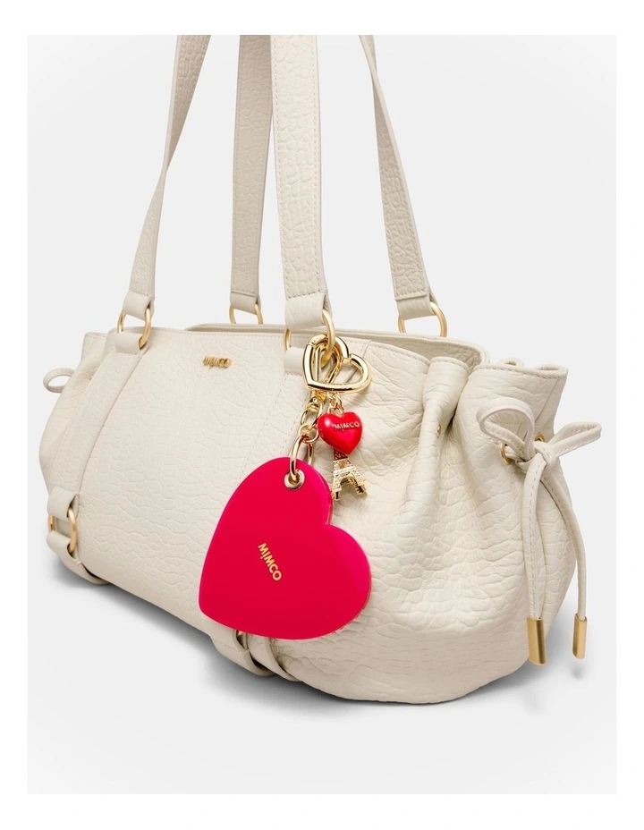 Heart Hair Comb Mirror Key Chain in Lipstick Red image 2