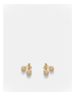 Cherry On Stud Earrings in Gold