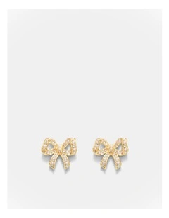 Tie A Bow Stud Earrings in Gold