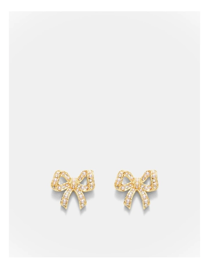 Tie A Bow Stud Earrings in Gold image 1