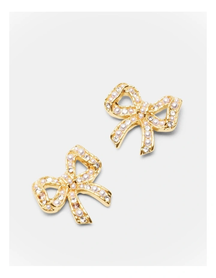 Tie A Bow Stud Earrings in Gold image 3