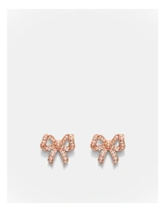 Tie A Bow Stud Earrings in Rose Gold