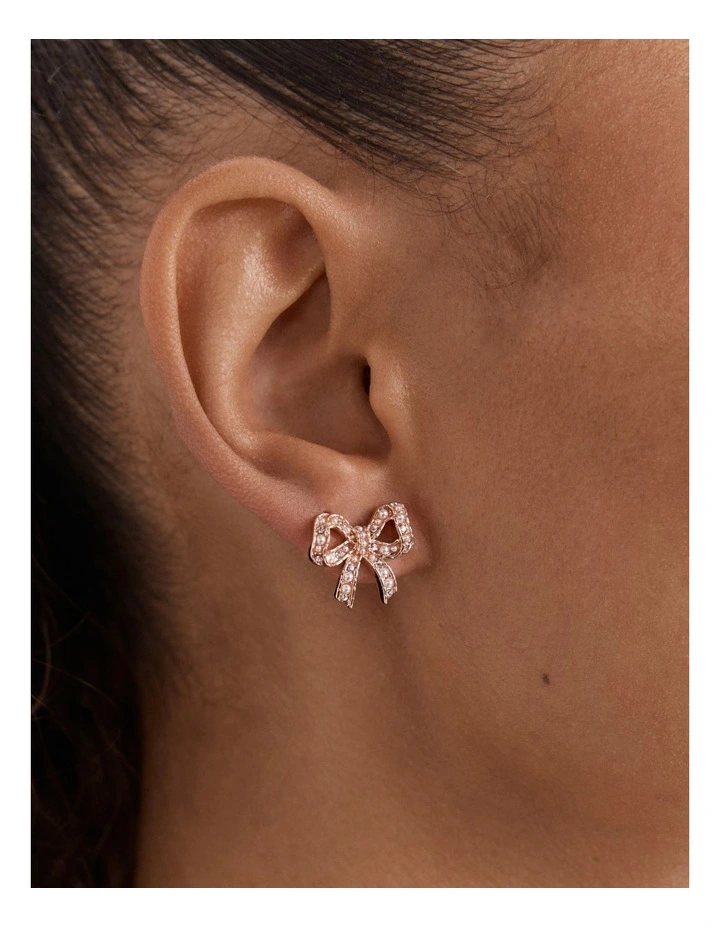 Tie A Bow Stud Earrings in Rose Gold image 2