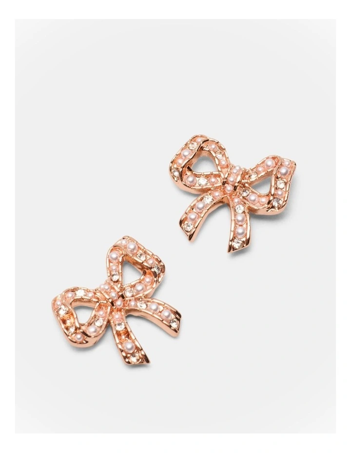 Tie A Bow Stud Earrings in Rose Gold image 3