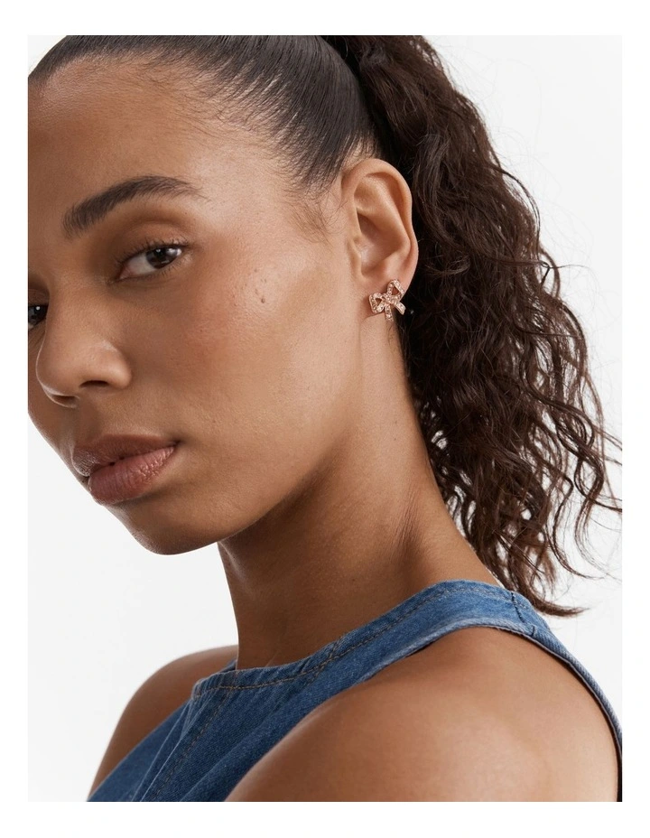 Tie A Bow Stud Earrings in Rose Gold image 4