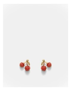Cherry On Stud Earrings in Lipstick Red