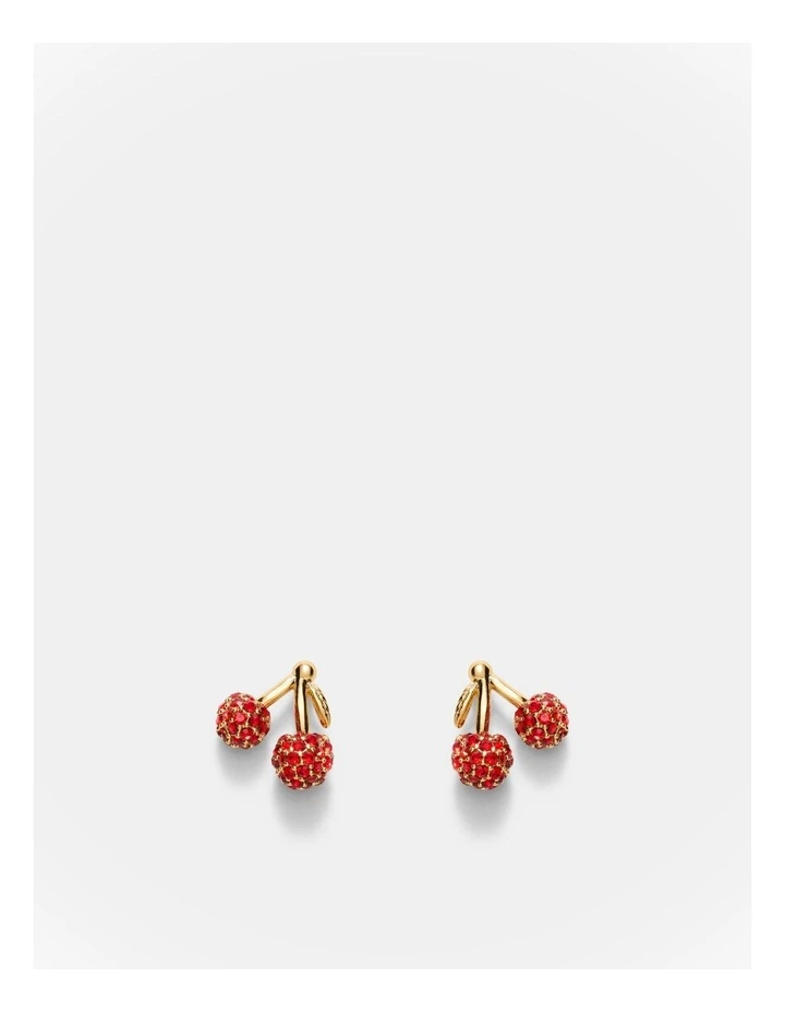 Cherry On Stud Earrings in Lipstick Red image 1