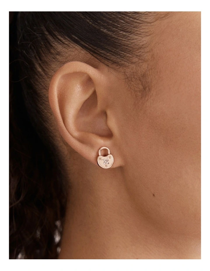 Lockette Stud Earrings in Rose Gold image 2