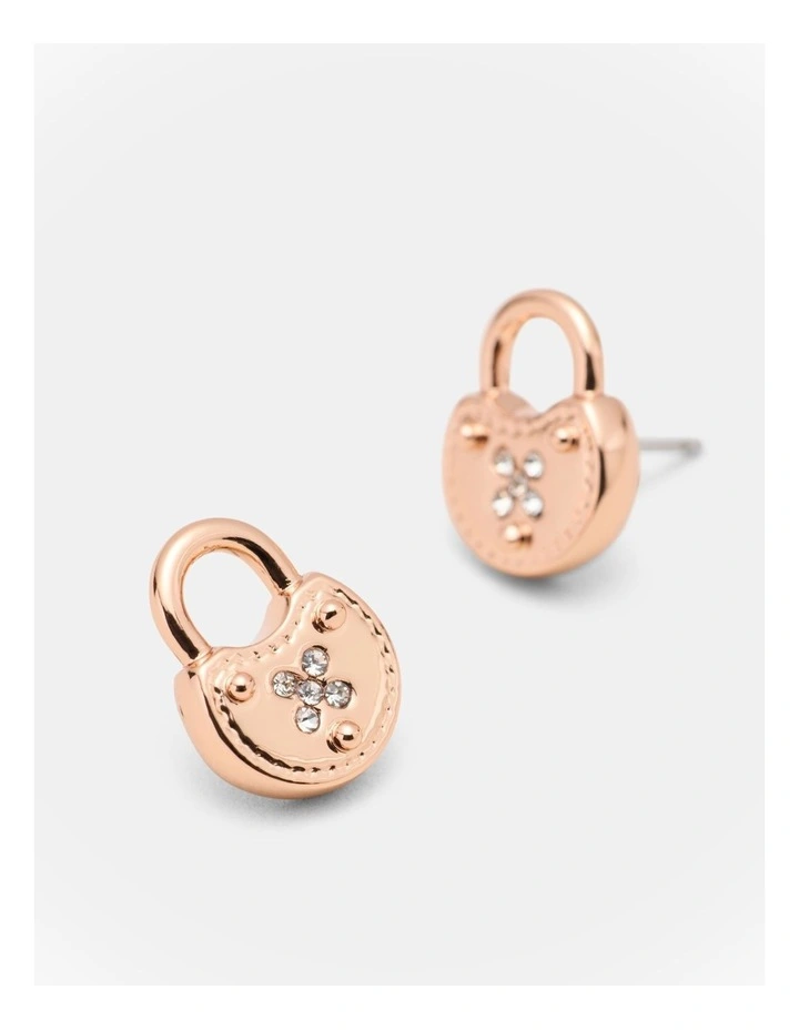 Lockette Stud Earrings in Rose Gold image 3