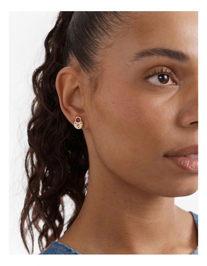 Lockette Stud Earrings in Rose Gold image 4