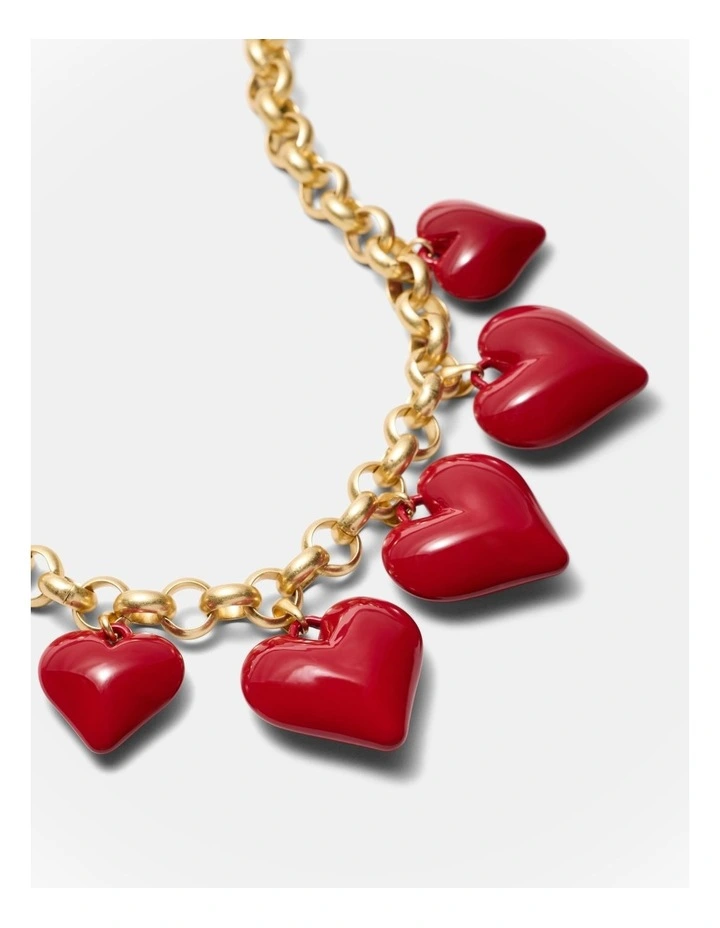 True Love Statement Necklace in Lipstick Red image 3