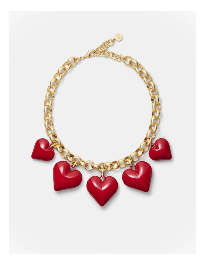 True Love Statement Necklace in Lipstick Red image 4