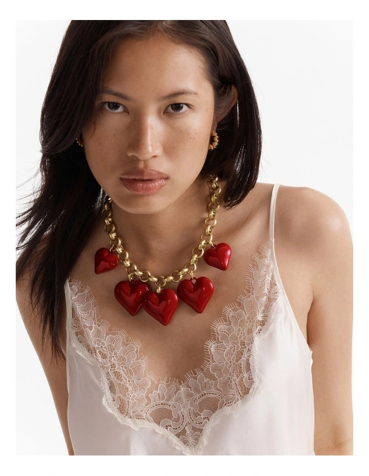 True Love Statement Necklace in Lipstick Red image 5