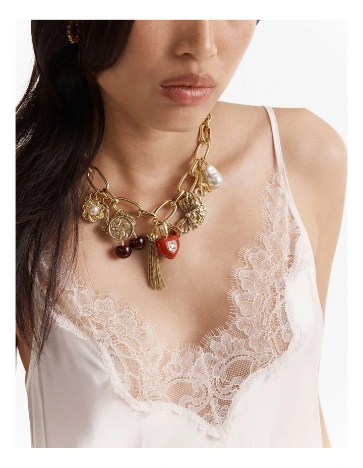 Noir Charms Necklace in Gold image 5