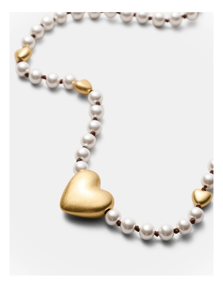 Upbeat Heart Necklace in Pearl image 3