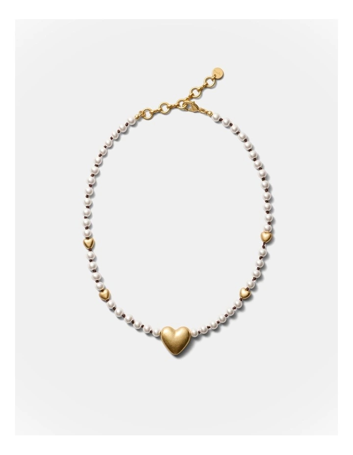 Upbeat Heart Necklace in Pearl image 4