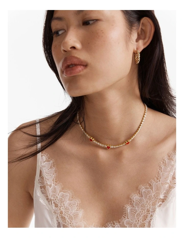 Lover Heart Necklace in Lipstick Red image 2