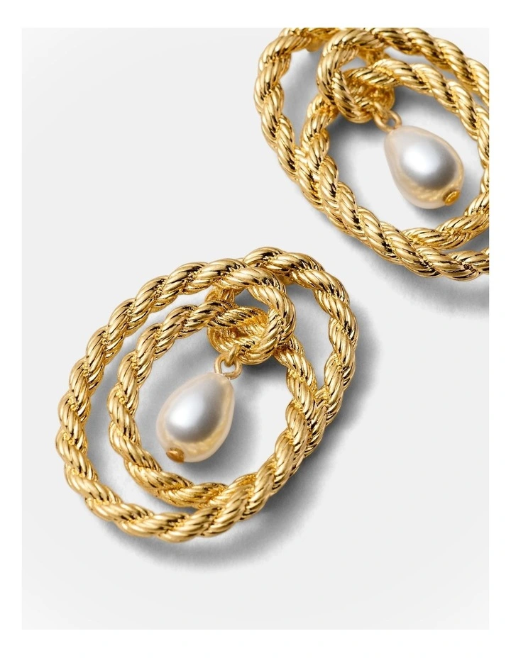 Twine Pearl Stud Earrings in Gold image 3