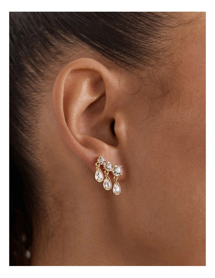 Crystalline Stud Earrings in Gold image 2